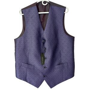 Van Heusen Studio purple paisley formal satin vest iridescent wedding prom  M